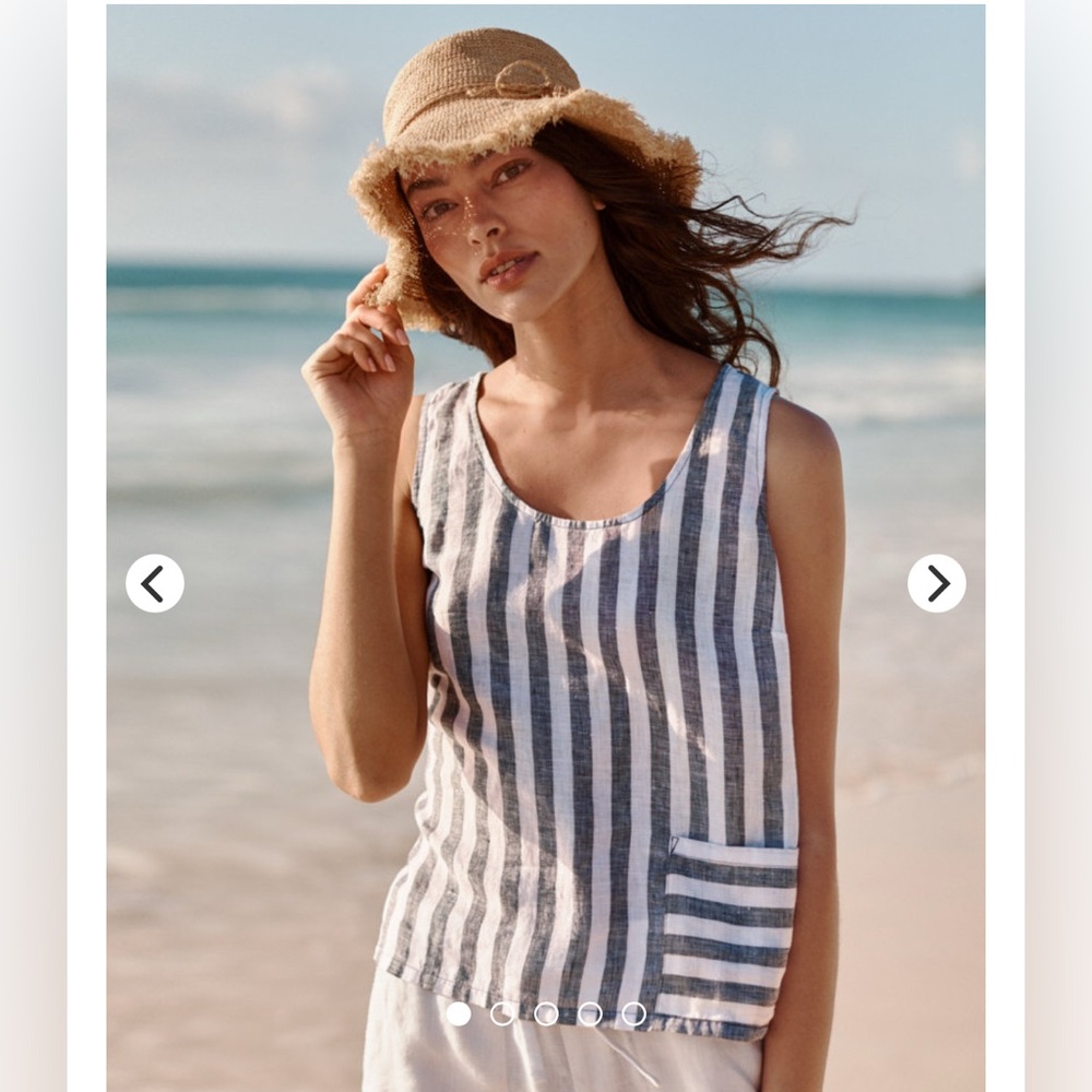 Garnet Hill Vida Linen Stripe Tank Size XS